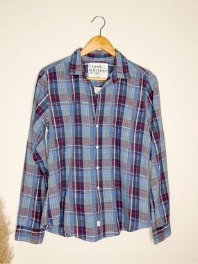Frank & Eileen Barry Plaid Button Down, size large, Red/aWhite/Blue